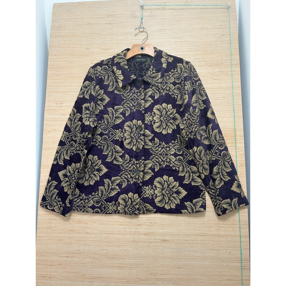 David Paul Purple Gold Floral Damask Tapestry ‎ Blazer
